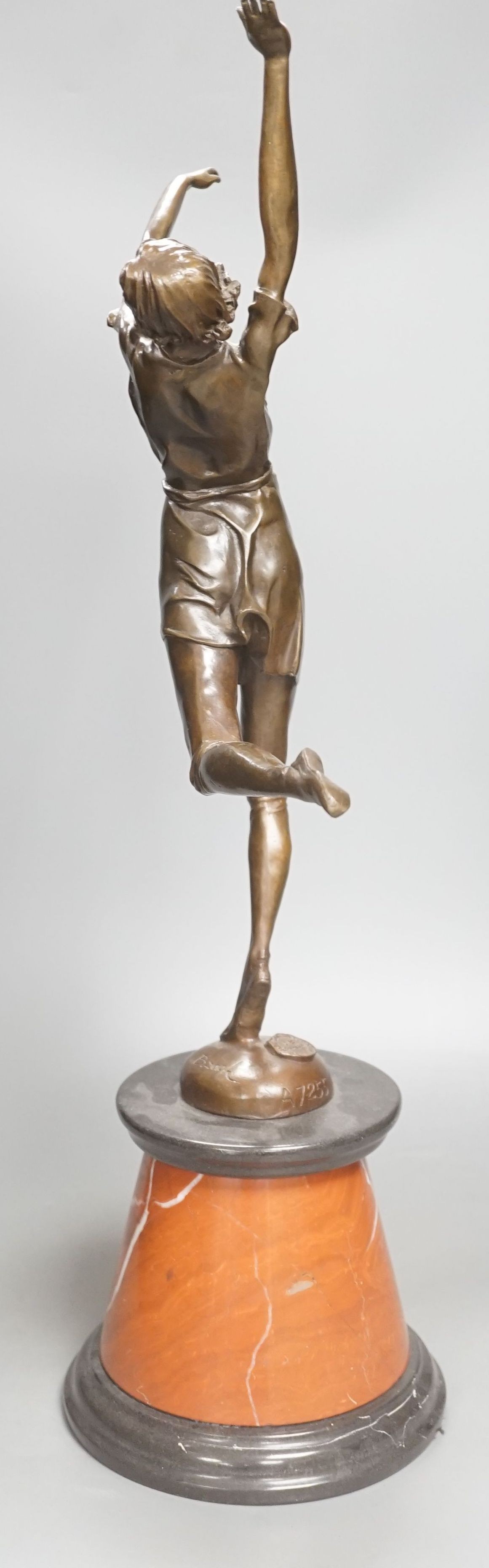 After Bruno Zach, bronze sculpture of a dancer on marble base, height 64cm